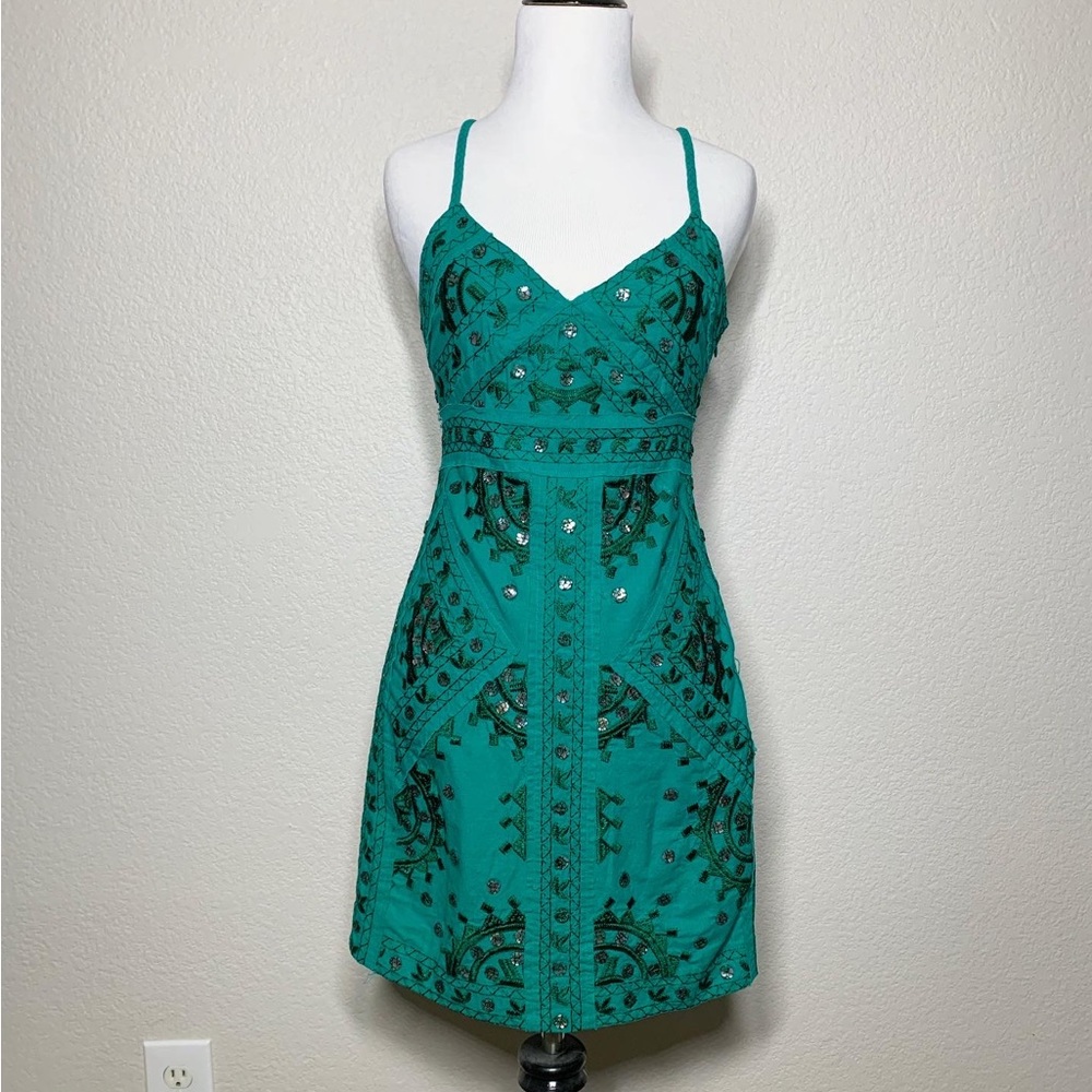 FREE PEOPLE embroidered mini dress